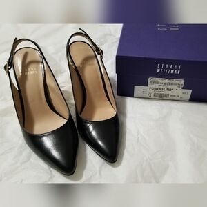 Stuart Weitzman Black Espadrilles Wedge Pumps 5.5 M